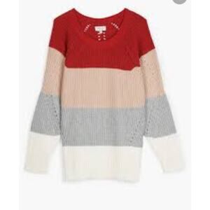 Lucky Brand Women Crew Neck Pointelle  Sweater Size S